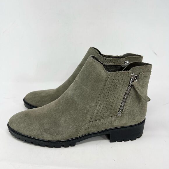 Marc Fisher Vortex Ankle Suede Boots Women's 8 Gray Almond Toe Side Zip - Picture 3 of 10